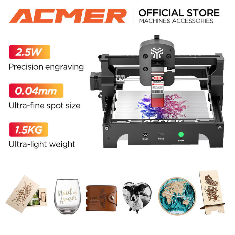 ACMER S1 آلة حفر ليزر محمولة صغيرة 0.04 * 0.04mm حجم بقعة لأخشاب الفولاذ المقاوم للصدأ
