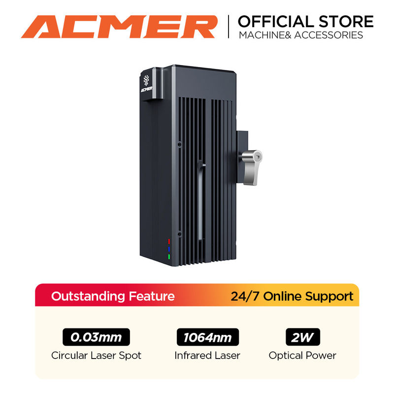 ACMER لوحة الليزر IR 2w حفر ليزر الألياف 0.03mm بقعة رقيقة للغاية للمعادن البلاستيك الصخر الأكريليك