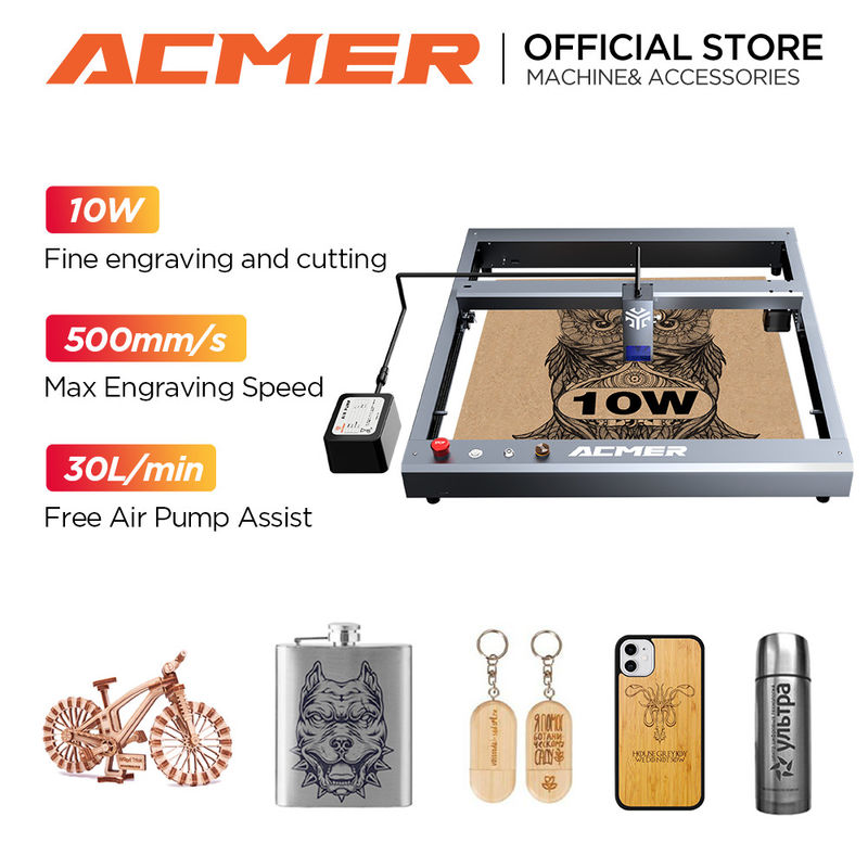 ACMER P2 10W آلة الحفر والقطع بالليزر للخشب والمعدن
