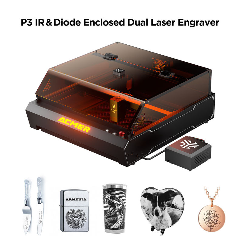 ACMER P3 96W حفار ليزر CNC عالية السرعة الملف الألمنيوم الهيكل 10000mw ليزر الديود طريقة الاتصال USB/APP/TF