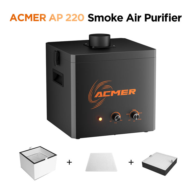ACMER AP220 مطهر الهواء للدخان محفور ليزر الملحقات 10.6kg 120 دقيقة مدة العداد